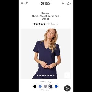 Navy Figs scrub top, XL